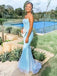 Elegant Baby Blue Mermaid Strapless Long Sleeveless Long Party Prom Dresses,Evening Dress Online, WGP729