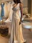 Elegant White V-Neck A-Line Long Prom Dress Ideas, Evening Party Dresses,WGP1744
