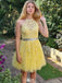 Elegant Halter Lace A-line Short Mini Homecoming Dress,EPT326