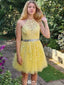 Elegant Halter Lace A-line Short Mini Homecoming Dress,EPT326