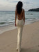 Elegant White Mermaid Spaghettti Strap Long Sleeveless Long Party Prom Dresses,Evening Dress Online, WGP742