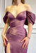 Sexy Purple Off-Shoulder Sleeveless Mermaid Side Slit Long Prom Dress Ideas, Evening Party Dresses , WGP1909