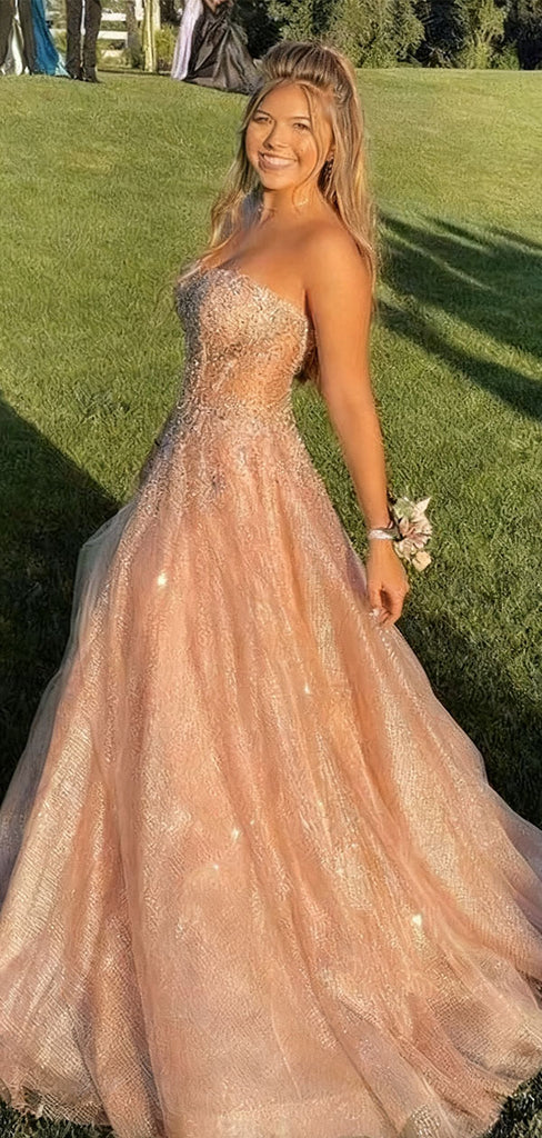 Shiny Pink Sweetheart A-Line Long Prom Dress Ideas, Evening Party Dresses,WGP1631