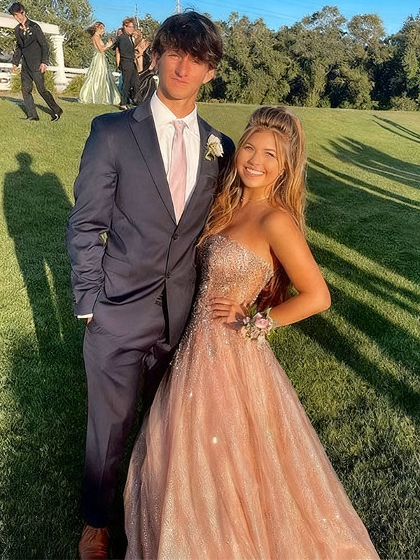 Shiny Pink Sweetheart A-Line Long Prom Dress Ideas, Evening Party Dresses,WGP1631