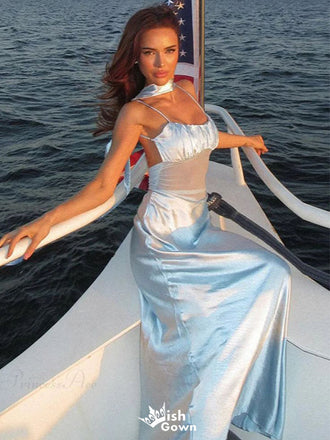 Unique Blue Spaghetti Strap Mermaid Long Prom Dress Ideas, Evening Party Dresses,WGP1848