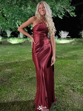 Sexy Burgundy V-Neck Mermaid Long Prom Dress Ideas, Evening Party Dresses, WGP1995