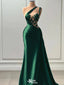 Elegant Green One-Shoulder Mermaid Long Prom Dress Ideas, Evening Party Dresses ,WGP1873