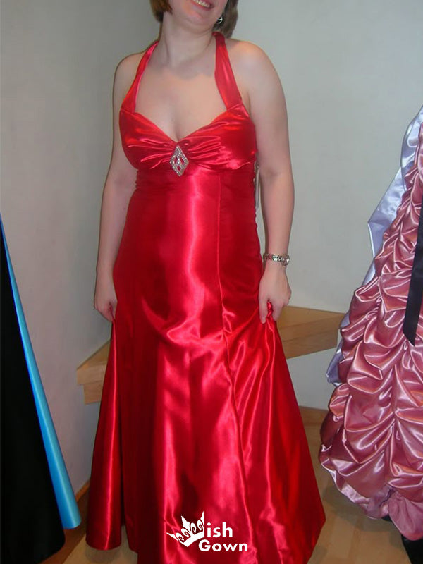 Elegant Halter V-neck A-line Long Prom Dress Ideas, Evening Party Dresses,WGP1685