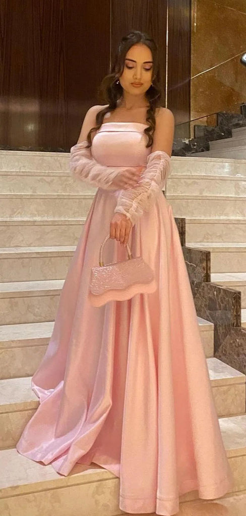 Elegant Pink Sweetheart A-Line Long Prom Dress Ideas, Evening Party Dresses,WGP1877