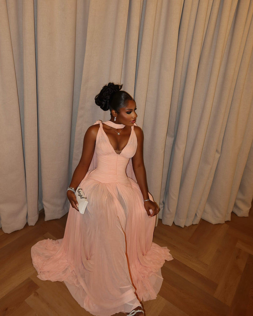 Popular Pink V-Neck A-Line Long Prom Dress Ideas, Evening Party Dresses,WGP1807