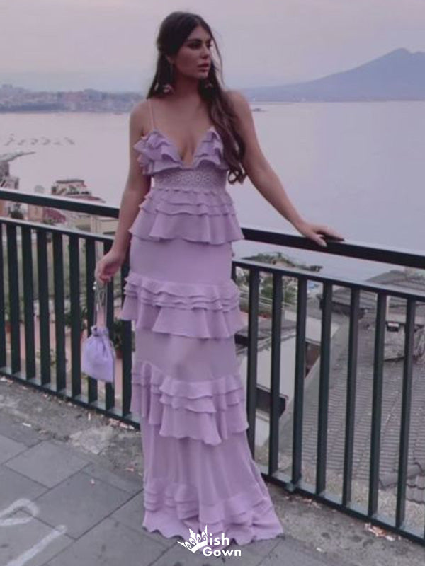 Elegant Spaghetti Strap V-neck Sheath Long Prom Dress Ideas, Evening Party Dresses,WGP1171