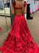 Sexy Red A-Line V-neck Side Slit Popular Long Evening Dresses with Trailing, Formal Dresses, Birthday Party, WGP568