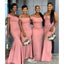 Unique Dark Pink Mermaid Applique Popular Cheap Maxi Long Wedding Guest Bridesmaid Dresses,WGM276