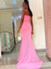 Unique Pink Mermaid One Shoulder Side Slit Rhinestone Popular Cheap Maxi Long Wedding Guest Bridesmaid Dresses,WGM277