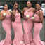 Simple Pink Mermaid One Shoulder Sleeveless Popular Cheap Maxi Long Wedding Guest Bridesmaid Dresses,WGM287