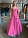 Gorgeous A-line Spaghetti Straps Sleeveless Applique Beads Cheap Maxi Long Party Prom Gowns,Evening Dresses,WGP489