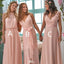 Elegant Pink Mismatched Sleeveless A-Line Long Bridesmaid Dresses Online,WGM465