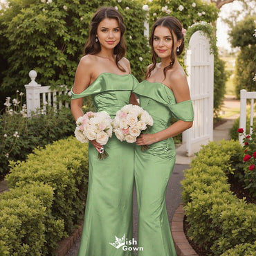 Elegant Green Sleeveless Mermaid Long Bridesmaid Dresses Online,WGM458