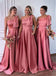 Elegant Pink One-Shoulder Sleeveless Mermaid Long Bridesmaid Dresses Online, WGM433