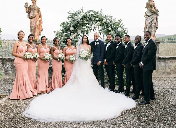 Elegant Mermaid Cheap Maxi Long Wedding Guest Bridesmaid Dresses, WGM172