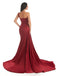 Elegant Red One Shoulder Mermaid Side Slit Long Prom Dress Ideas, Evening Party Dresses , WGP1867