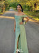 Elegant Green Off-Shoulder Side Slit Long Prom Dress Ideas, Evening Party Dresses,WGP1855