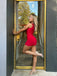 Sexy Red Mermaid Spaghetti Straps Jewel Sleeveless Cheap Short Homecoming Dresses, EPT141