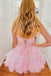 Sexy Pink Sweetheart Sleeveless Lace A-Line Short Homecoming Dresses For Party , EPT662