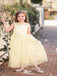 Lovely Light Yellow Round Neck Sleeveless Sequin Little Long Flower Girl Dresses, Wedding Flower Girl Dresses, FGD035