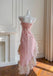Elegant Pink Spaghetti Strap High Low Sleeveless Homecoming Dresses For Birthday Party, EPT696