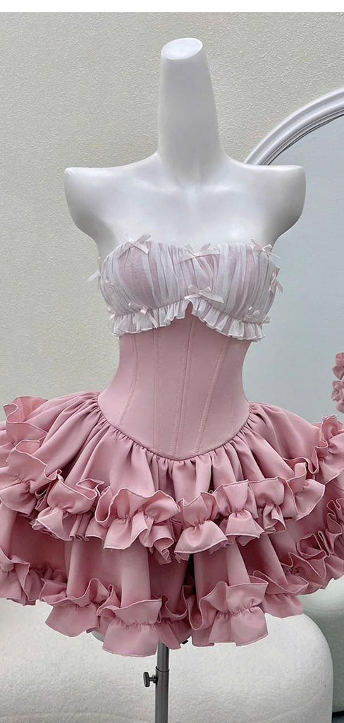 Cute Pink Sweetheart Sleeveless A-Line Short Homecoming Dresses For Party , EPT661