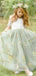 Elegant Green Jewel Short Sleeve Floral Long A-Line Flower Girl Dress , FG028