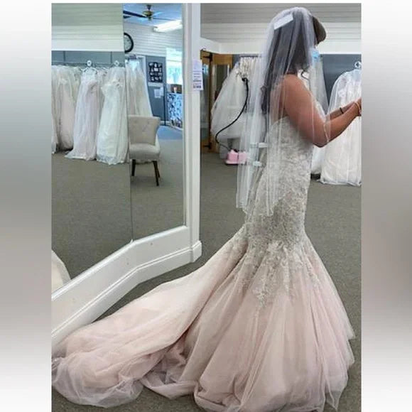 Elegant White Sweetheart Sleeveless Mermaid Long Wedding Dresses With Sweep Trailing,WDH175