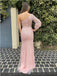 Sexy Pink Mermaid One Shoulder Side Slit Maxi Long Party Prom Dresses,WGP279