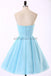 Junior Cute Cheap Straight Neckline Light Blue homecoming dresses, CM0018
