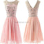 Fashion Blush Pink Beaded Chiffon cute graduation homecoming dresses, BD00194