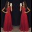 Red Cheap Formal A Line Modest Floor Length Chiffon Prom Dress, WG287