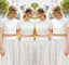 2 Pieces Short Sleeves Lace Pretty Long Wedding Bridesmaid Dresses, WG396 - Wish Gown
