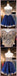 Navy Blue Skirt Gold Lace Beaded homecoming prom dresses, CM0027