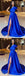 Blue A-line One Shoulder High Slit Maxi Long Evening Prom Dresses,WGP267