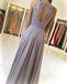 Simple Cheap Chiffon Lace Top Formal A Line Long Prom Dresses, WG773
