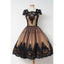 Black Applique Cap Sleeves Pretty Cheap Short Homecoming Dresses, WG806