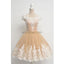 Cap Sleeves Applique Champange Cheap Short Homecoming Dresses, WG809