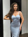 Sexy Blue Mermaid Spaghetti Straps Maxi Long Evening Prom Dresses,WGP266
