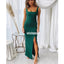 Open Back Spaghetti Strap Split Side Long Bridesmaid Dresses, YPS148
