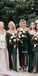Elegant Dark Green Spaghetti Strap Bridesmaid Dresses, YPS152