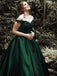 Off the Shoulder Green Inexpensive Long Prom Dresses, SG134