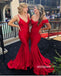 Red Mermaid Mismatched Wedding Bridesmaids Long Prom Dresses, MD1102