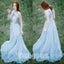 Cheap Formal Chiffon Blue Elegant Long Evening Prom Dresses, WG1072 - Wish Gown