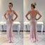 Pink Mermaid Open Back Beaded Inexpensive Evening Long Prom Dresses, WG1080